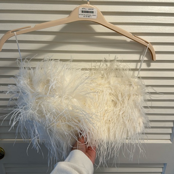 Nasty Gal White Feather Bandeau top - Picture 1 of 4